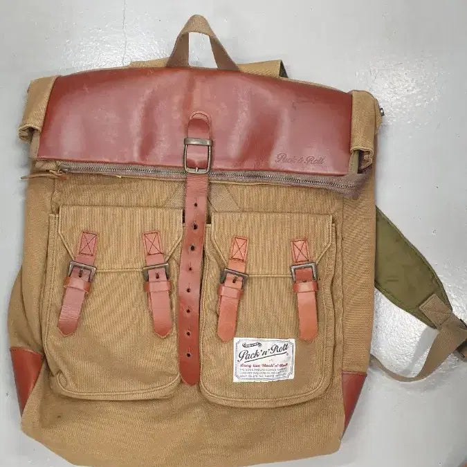 [SOLD OUT] 팩큰롤 캔버스 가죽 롤탑 백팩