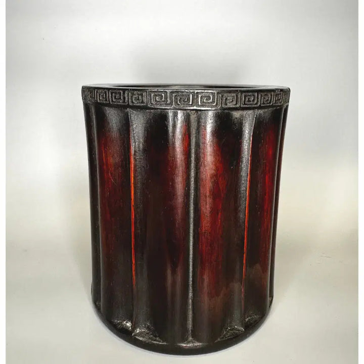 [BUNJANG] Antique Chinese Red Wood Carved Brush Pot / 고대 문방용품 - 홍목 조각 붓 통