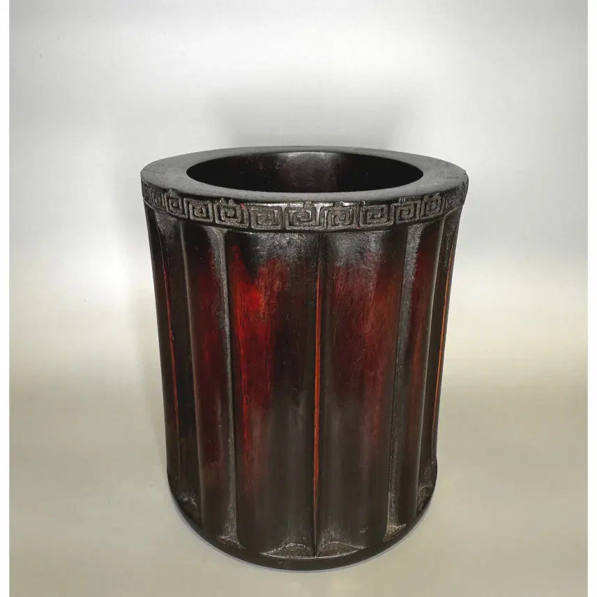 [BUNJANG] Antique Chinese Red Wood Carved Brush Pot / 고대 문방용품 - 홍목 조각 붓 통