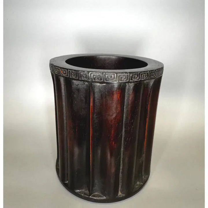 [BUNJANG] Antique Chinese Red Wood Carved Brush Pot / 고대 문방용품 - 홍목 조각 붓 통