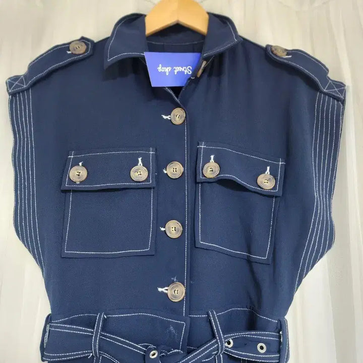 [BUNJANG] Navy Short Sleeve Jumpsuit / 네이비 점프수트
