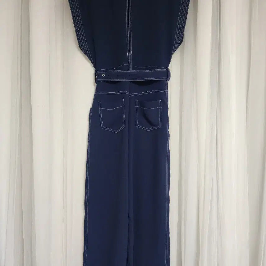 [BUNJANG] Navy Short Sleeve Jumpsuit / 네이비 점프수트