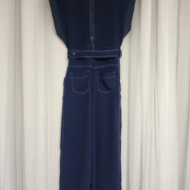 [BUNJANG] Navy Short Sleeve Jumpsuit / 네이비 점프수트