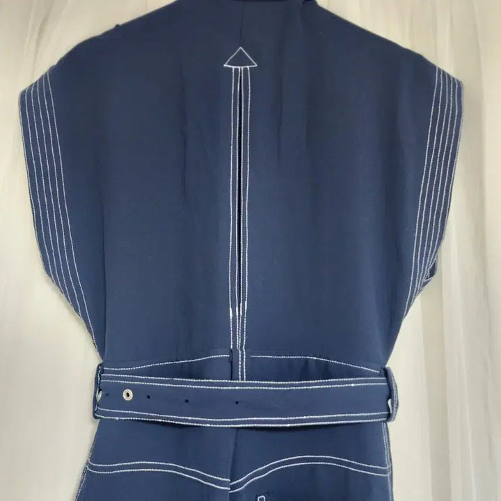 [BUNJANG] Navy Short Sleeve Jumpsuit / 네이비 점프수트
