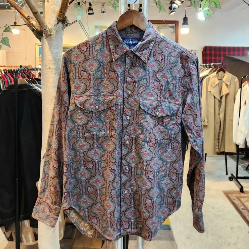 [BUNJANG] RALPH LAUREN Cotton Pattern Collar Shirt / RALPH LAUREN 랄프 로렌 코튼 패턴  카라 셔츠