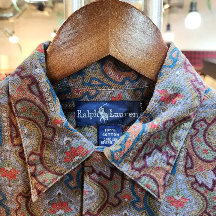 [BUNJANG] RALPH LAUREN Cotton Pattern Collar Shirt / RALPH LAUREN 랄프 로렌 코튼 패턴  카라 셔츠