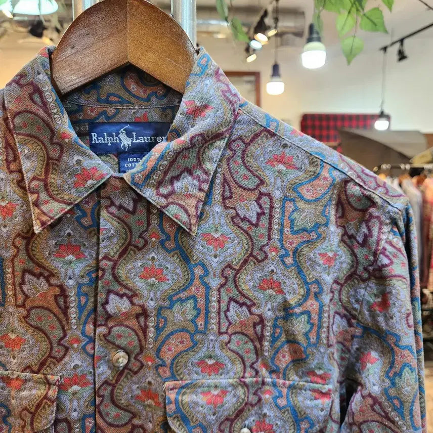 [BUNJANG] RALPH LAUREN Cotton Pattern Collar Shirt / RALPH LAUREN 랄프 로렌 코튼 패턴  카라 셔츠