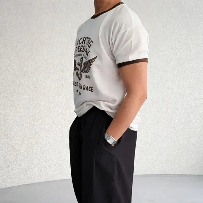 [BUNJANG] Reagan Yacht Muscle Fit Ringer T-Shirt / 남자 링거 배색 머슬 반팔 티셔츠 3컬러