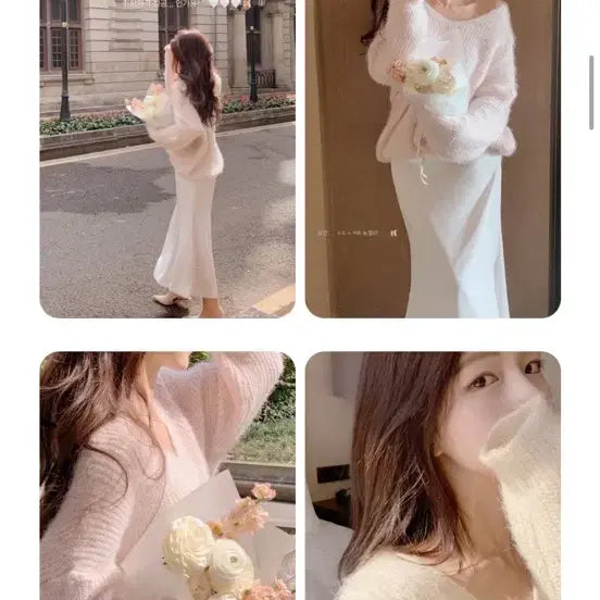 [BUNJANG] Fervit Ballet Soft Shoulder Silhouette Knit Top / 퍼빗 발렛 여리 숄더 실루엣 퍼니트 연분홍 핑크