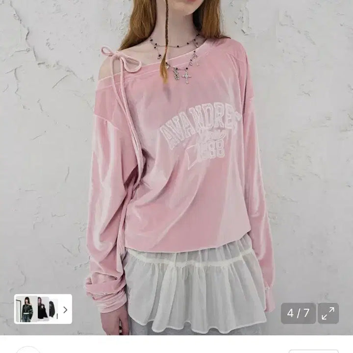 [BUNJANG] Urban Dress Pink Velvet Off-Shoulder Top / 어반드레스 핑크 벨벳 오프숄더 탑