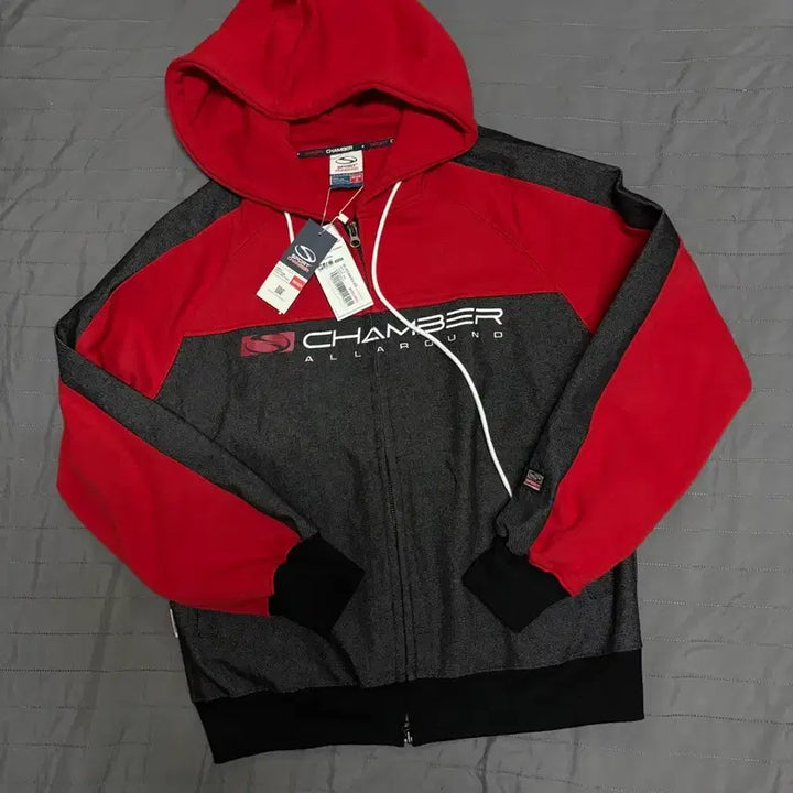 [BUNJANG] SC Core Denim Hooded Zip-up (Red) / 스포츠챔버 SC 코어 데님 후드 집업(레드)