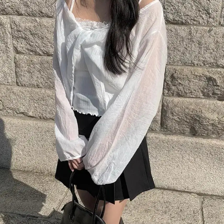 [BUNJANG] Anyone More Linen Loose-Fit Twist Blouse (White) / 애니원모어 오싯 린넨 루즈핏 꼬임 블라우스(화이트) 러블리 모리걸 에스닉