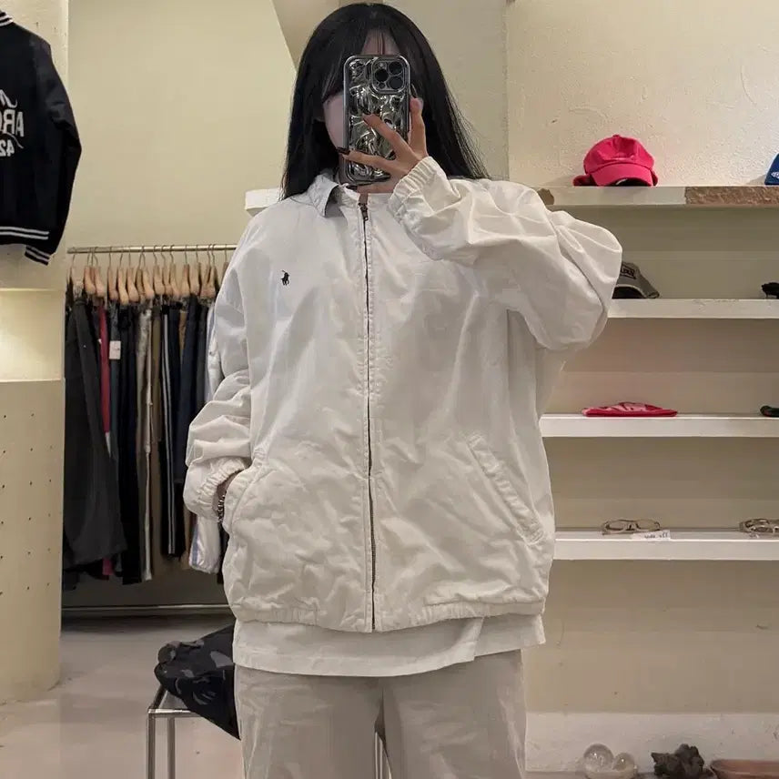 [BUNJANG] Polo Ralph Lauren White Swing Top Blouson Jacket / 폴로랄프로렌 화이트 스윙톱 블루종 자켓 U1604