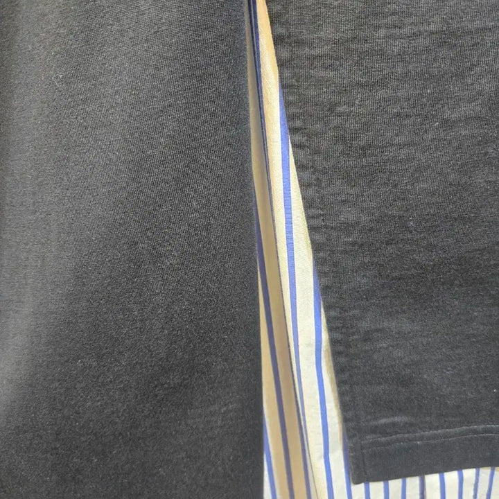 [BUNJANG] Solid Homme Layered Stripe T-shirt Black / 솔리드옴므 레이어드 반팔 티셔츠 블랙