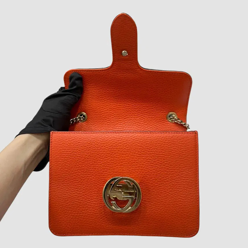[BUNJANG] Gucci Interlocking GG Chain Small Crossbody Bag / 구찌 인터로킹 GG 체인 스몰 크로스백 오렌지 510304