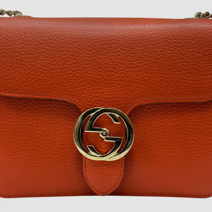[BUNJANG] Gucci Interlocking GG Chain Small Crossbody Bag / 구찌 인터로킹 GG 체인 스몰 크로스백 오렌지 510304