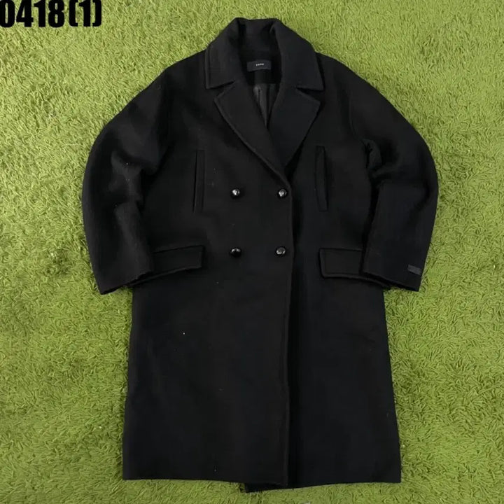 [BUNJANG] System Black Wool Double Coat S / 시스템 블랙 모직 더블 코트 S