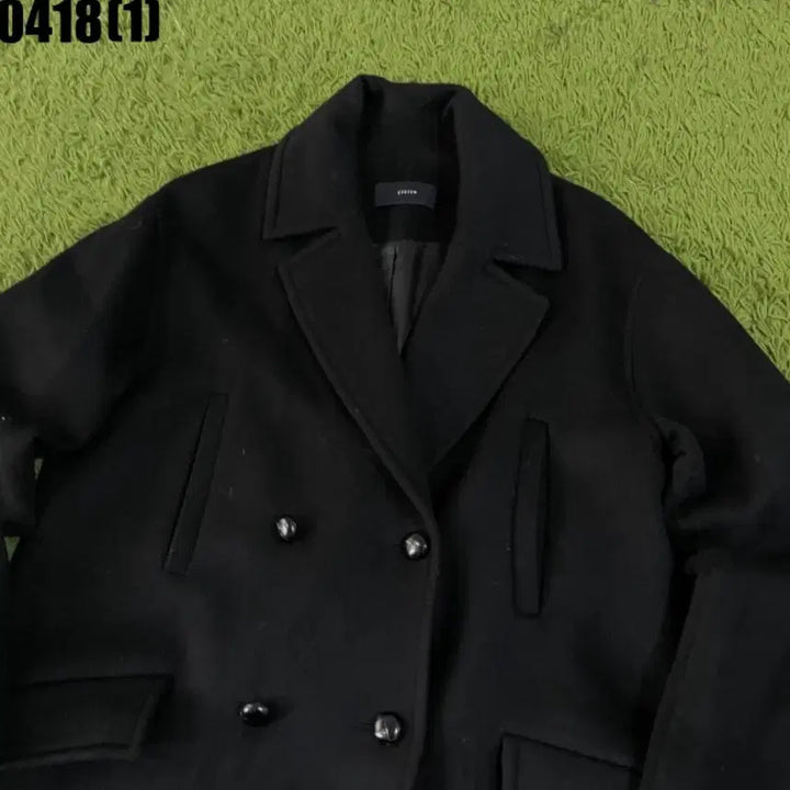 [BUNJANG] System Black Wool Double Coat S / 시스템 블랙 모직 더블 코트 S