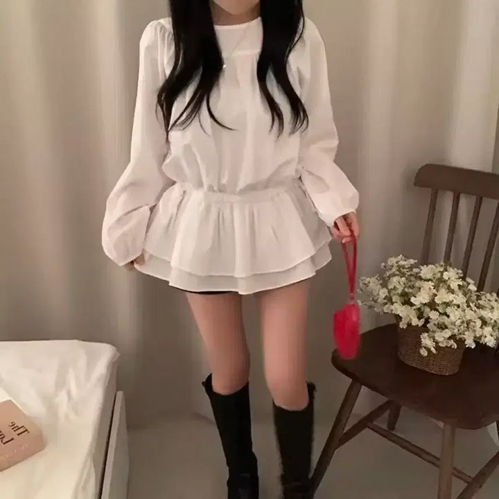 [BUNJANG] Black Shirred Blouse Long Sleeve / 블라우스 셔링 블랙 긴팔 / 데일리 러블리 데이트룩 빈티지 유니크 y2k