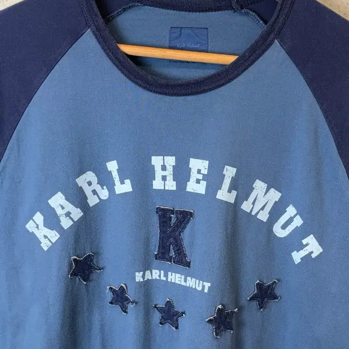 [BUNJANG] Karl Helmut Vintage Indigo Denim Star T-shirt / [L] 칼헬무트 일본 빈티지 인디고 데님 스타 반팔티