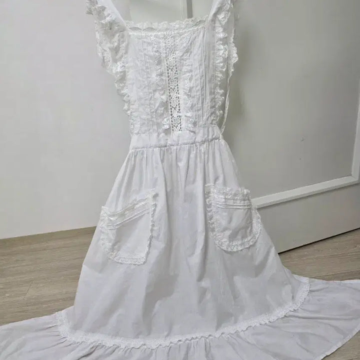 [BUNJANG] Vintage Japanese White Lace Apron / 일본빈티지 공주풍 면레이스 화이트에이프런