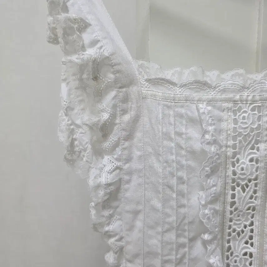 [BUNJANG] Vintage Japanese White Lace Apron / 일본빈티지 공주풍 면레이스 화이트에이프런