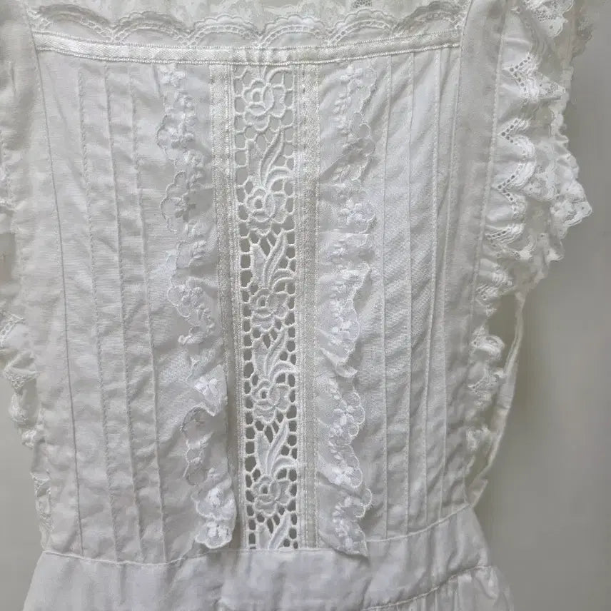 [BUNJANG] Vintage Japanese White Lace Apron / 일본빈티지 공주풍 면레이스 화이트에이프런