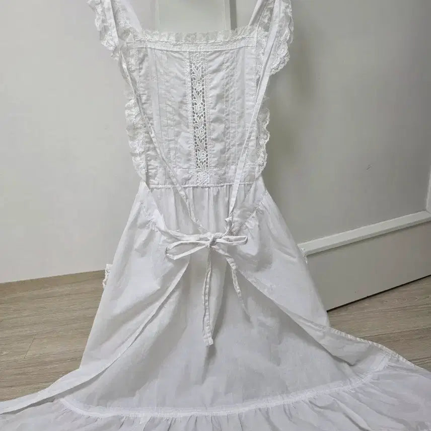 [BUNJANG] Vintage Japanese White Lace Apron / 일본빈티지 공주풍 면레이스 화이트에이프런