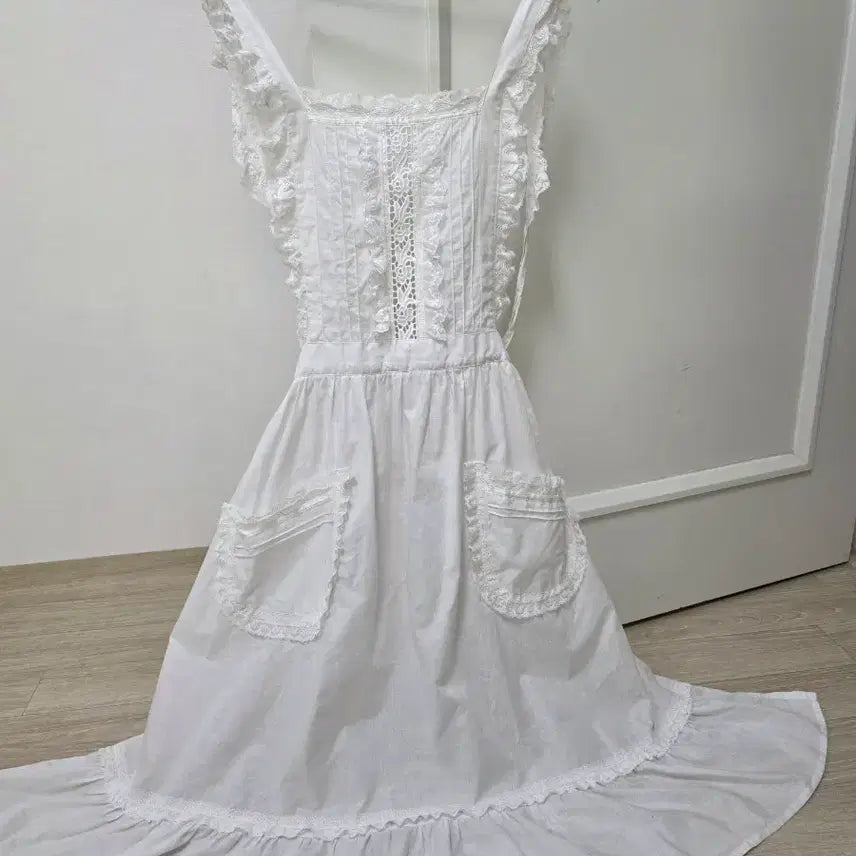 [BUNJANG] Vintage Japanese White Lace Apron / 일본빈티지 공주풍 면레이스 화이트에이프런
