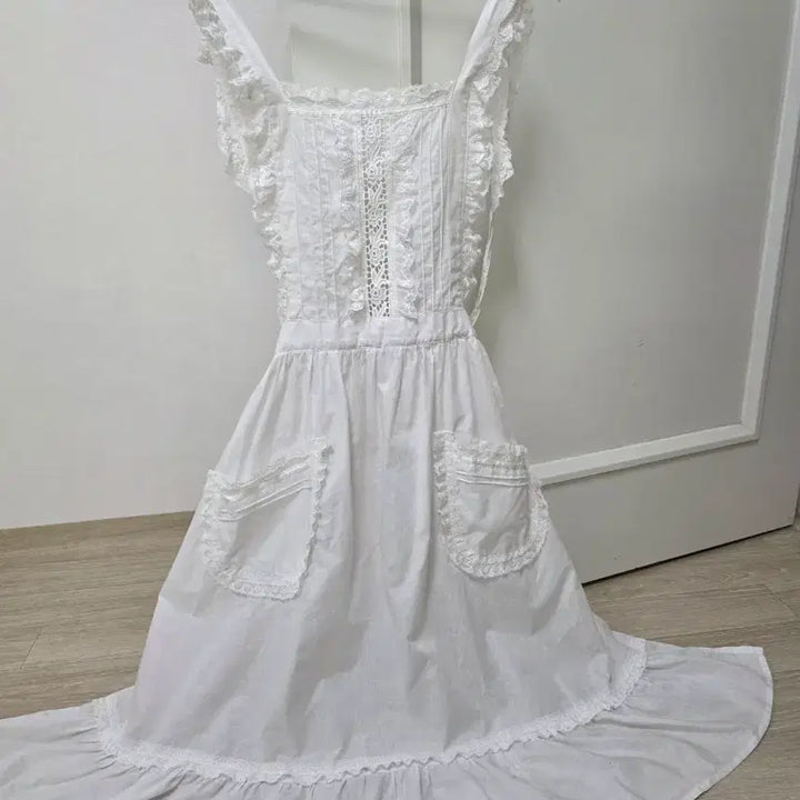 [BUNJANG] Vintage Japanese White Lace Apron / 일본빈티지 공주풍 면레이스 화이트에이프런