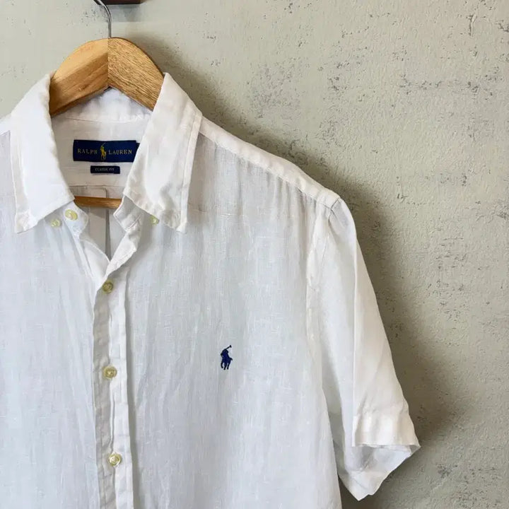 [BUNJANG] Polo Ralph Lauren Linen Short Sleeve Shirt / [M] 폴로랄프로렌 큐알 인증 화이트 린넨 반팔 셔츠