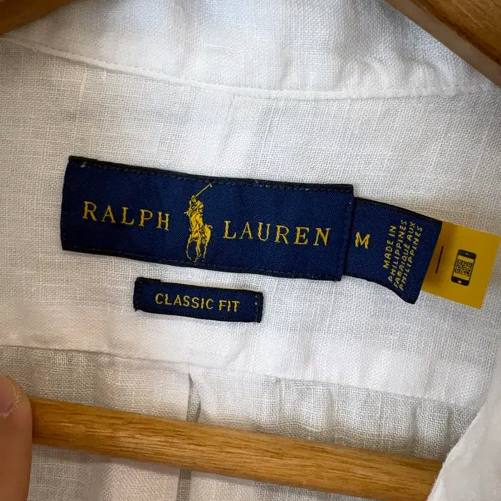 [BUNJANG] Polo Ralph Lauren Linen Short Sleeve Shirt / [M] 폴로랄프로렌 큐알 인증 화이트 린넨 반팔 셔츠