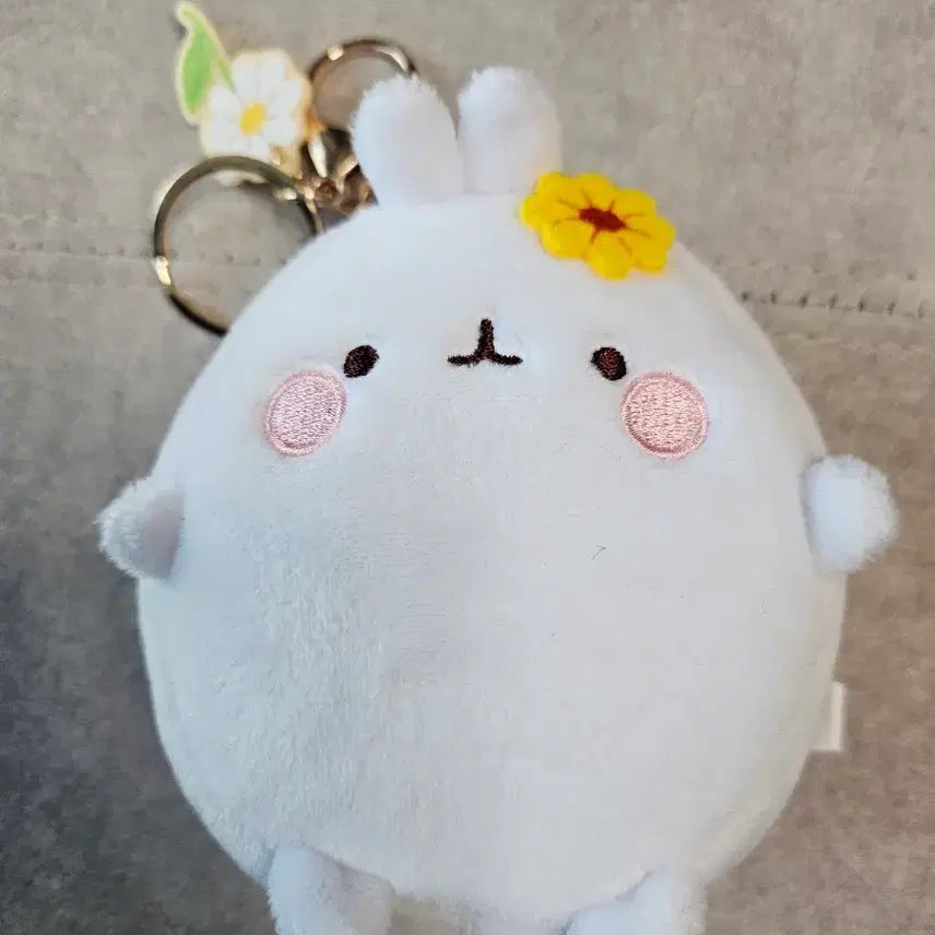 [BUNJANG] Molang Checkered Shopping Cart Keyring / 몰랑이 장바구니 키링