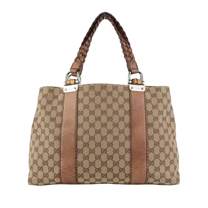 [BUNJANG] Gucci Bamboo Handle Jacquard Weaving Shoulder Bag / 구찌 232947 자카드 위빙 핸들 뱀부 숄더백 37028K