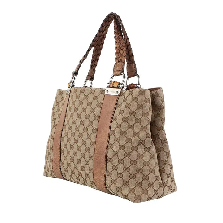 [BUNJANG] Gucci Bamboo Handle Jacquard Weaving Shoulder Bag / 구찌 232947 자카드 위빙 핸들 뱀부 숄더백 37028K