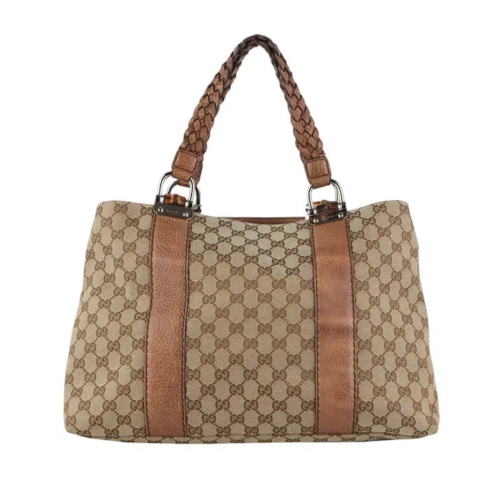 [BUNJANG] Gucci Bamboo Handle Jacquard Weaving Shoulder Bag / 구찌 232947 자카드 위빙 핸들 뱀부 숄더백 37028K