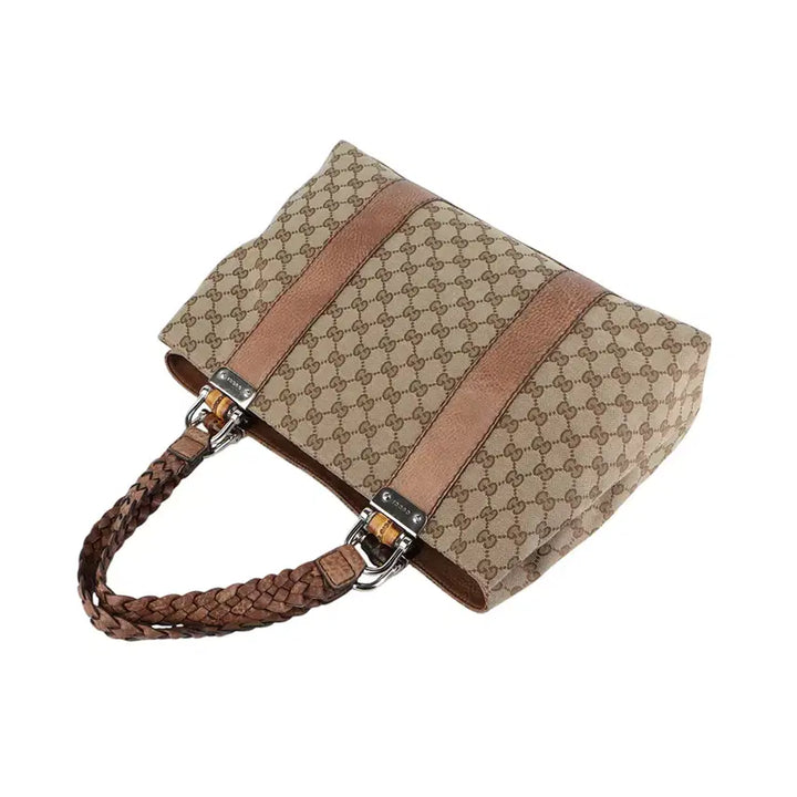 [BUNJANG] Gucci Bamboo Handle Jacquard Weaving Shoulder Bag / 구찌 232947 자카드 위빙 핸들 뱀부 숄더백 37028K