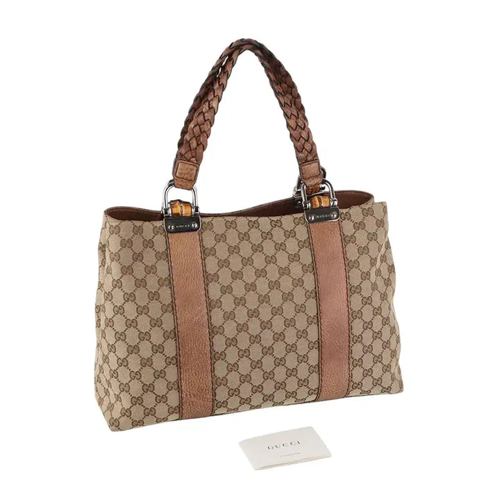 [BUNJANG] Gucci Bamboo Handle Jacquard Weaving Shoulder Bag / 구찌 232947 자카드 위빙 핸들 뱀부 숄더백 37028K