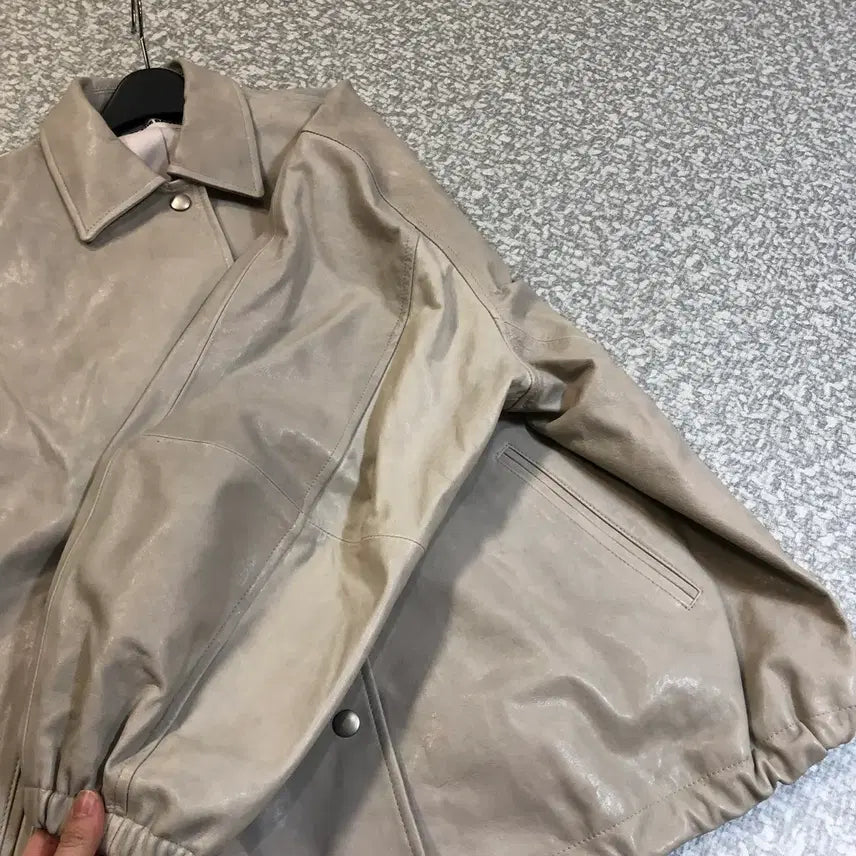 [BUNJANG] At the Baygel Real Lambskin Leather Balloon Jacket / 앳더베이글 엣더베이글 리얼 램스킨 양가죽 벌룬 자켓 재킷 레더 이태리
