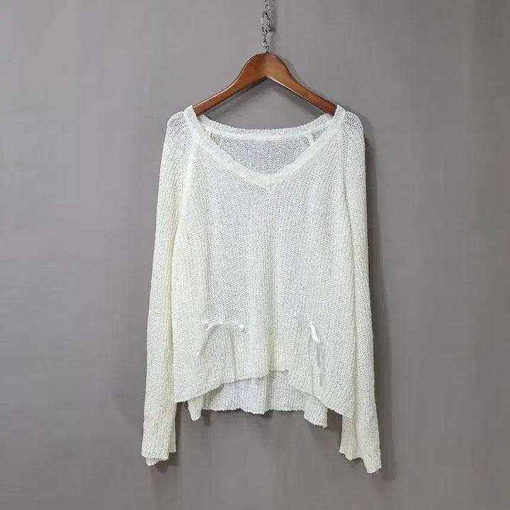[SOLD OUT] 아이보리화이트 브이넥 니트