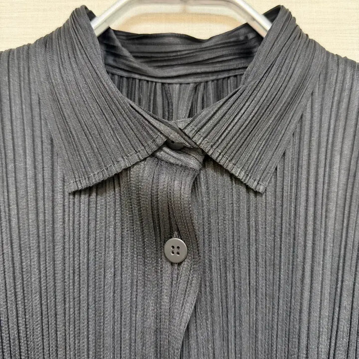[BUNJANG] Pleats Please Black Shirt Dress (Size 3) / 플리츠플리즈 블랙 셔츠 원피스 3사이즈