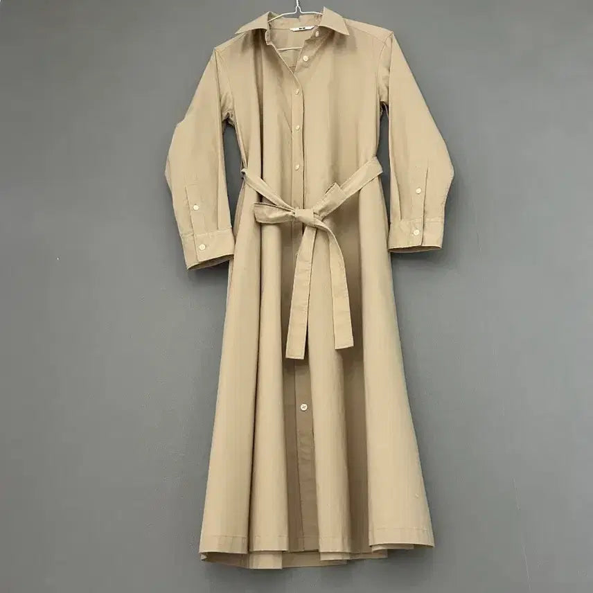 [BUNJANG] Uniqlo Beige Shirt Dress / 유니클로 베이지 셔츠 원피스