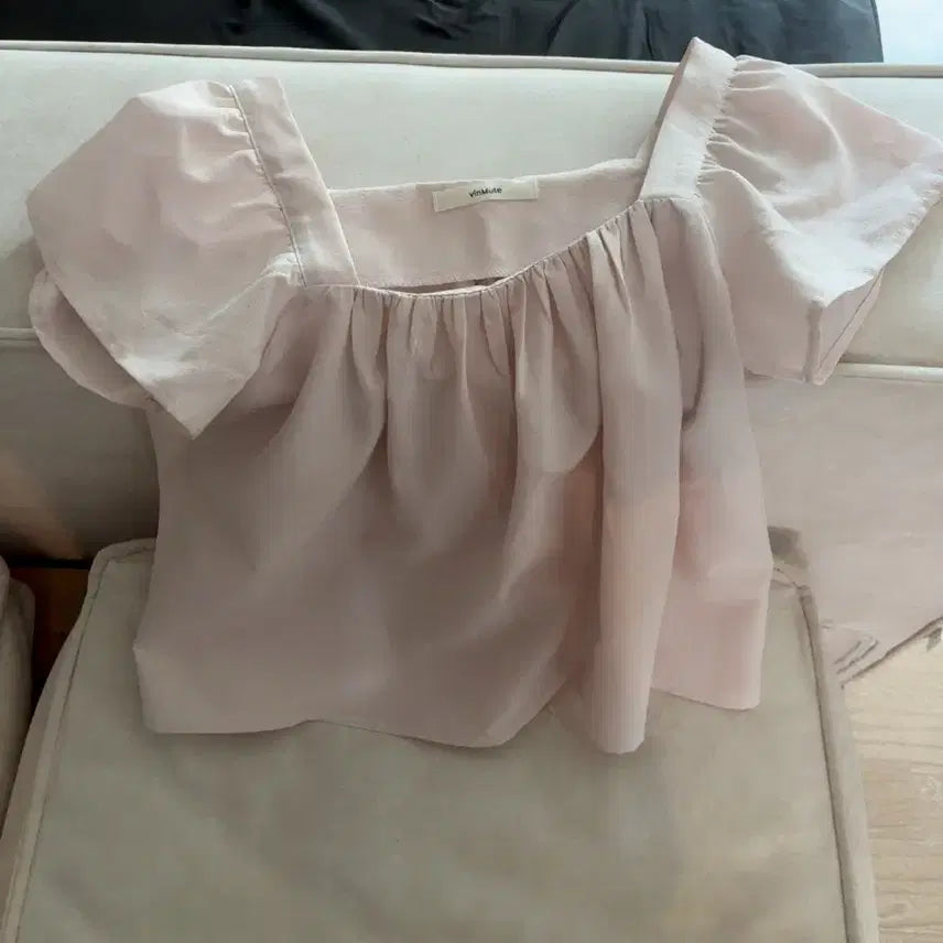 [BUNJANG] Mute Pink Square Blouse / 뮤트핑크 스퀘어 블라우스