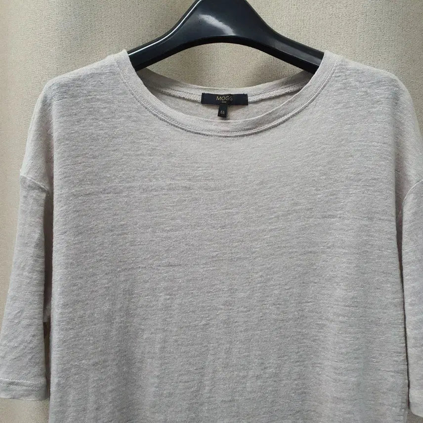[BUNJANG] MOG Pink Linen Blend Gray T-shirt / 모그핑크 아마100 밑트임 반팔티