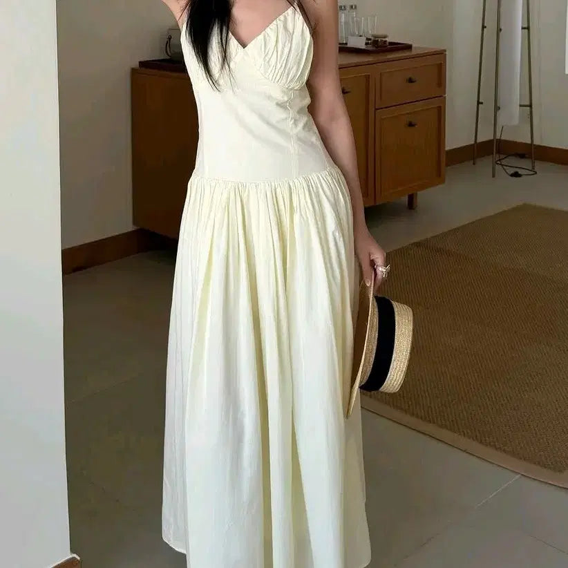 [BUNJANG] Resort Butter Shirring Long Dress / 리조트 버터 셔링 원피스