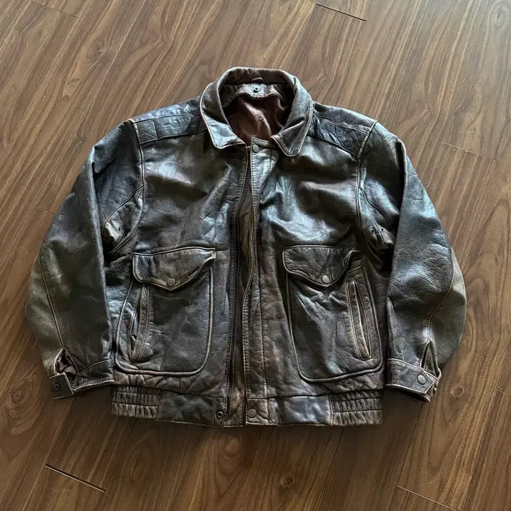 [BUNJANG] Vintage A2 Cowhide Leather Jacket / 빈티지 A2 소가죽 레더자켓