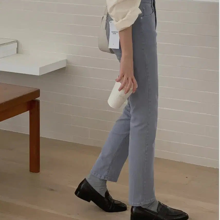 [BUNJANG] Kachion Blue Cotton Blend Pants / 카치온 블루 스판 면 팬츠