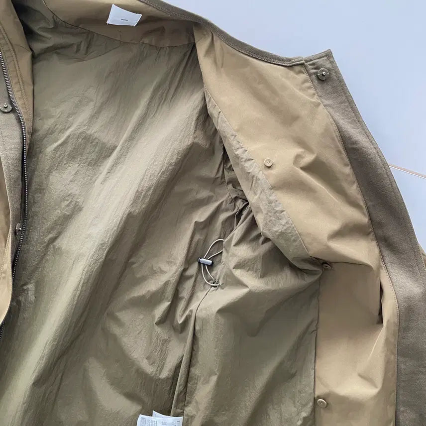 [BUNJANG] Guho Nylon Zipper Casual Collarless Coat / 구호 나일론 지퍼 캐쥬얼 논카라 코트