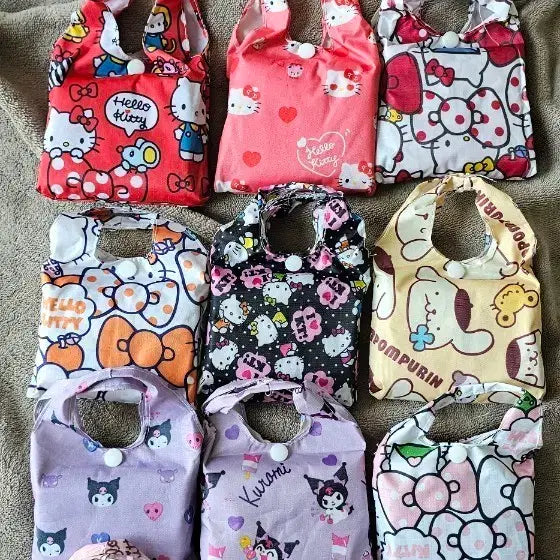 [BUNJANG] Sanrio Characters Foldable Shopping Bag / 산리오 캐릭터 접이식 장바구니 가방