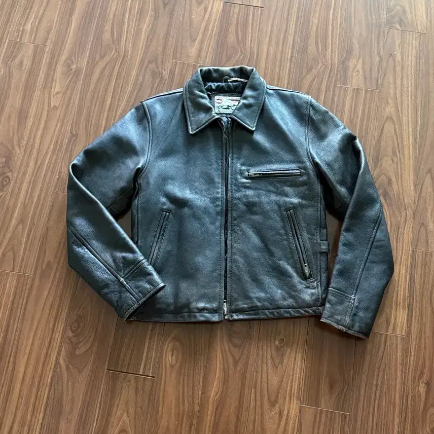 [BUNJANG] Leather Jacket - Cowhide / 스포츠 레더자켓 소가죽